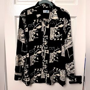 Black and cream graphic shirt